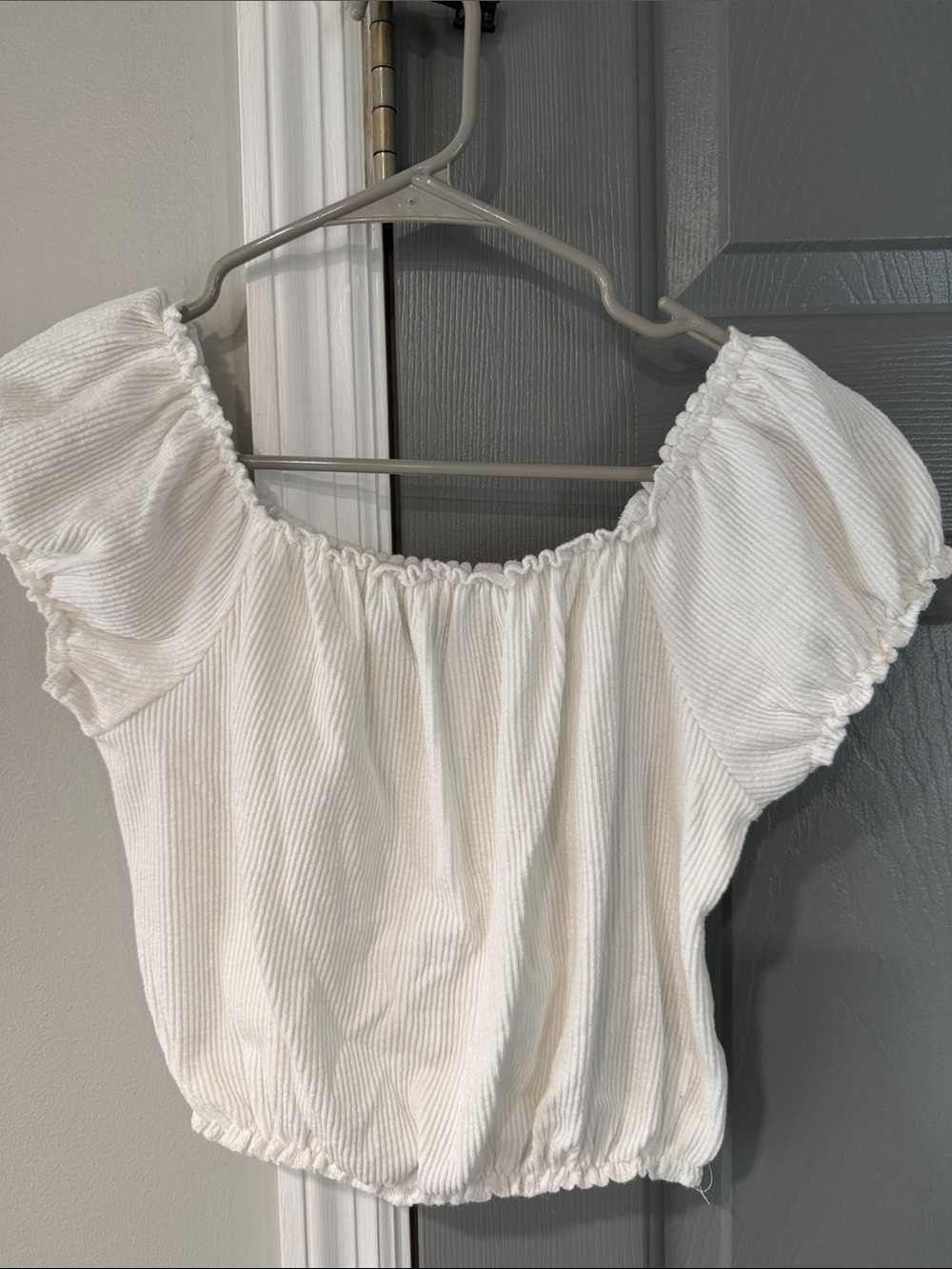 wild fable White Off-the-Shoulder Smocked Crop Top